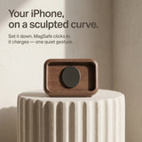 Retro Clock MagSafe Stand — Wood-Look Phone Dock