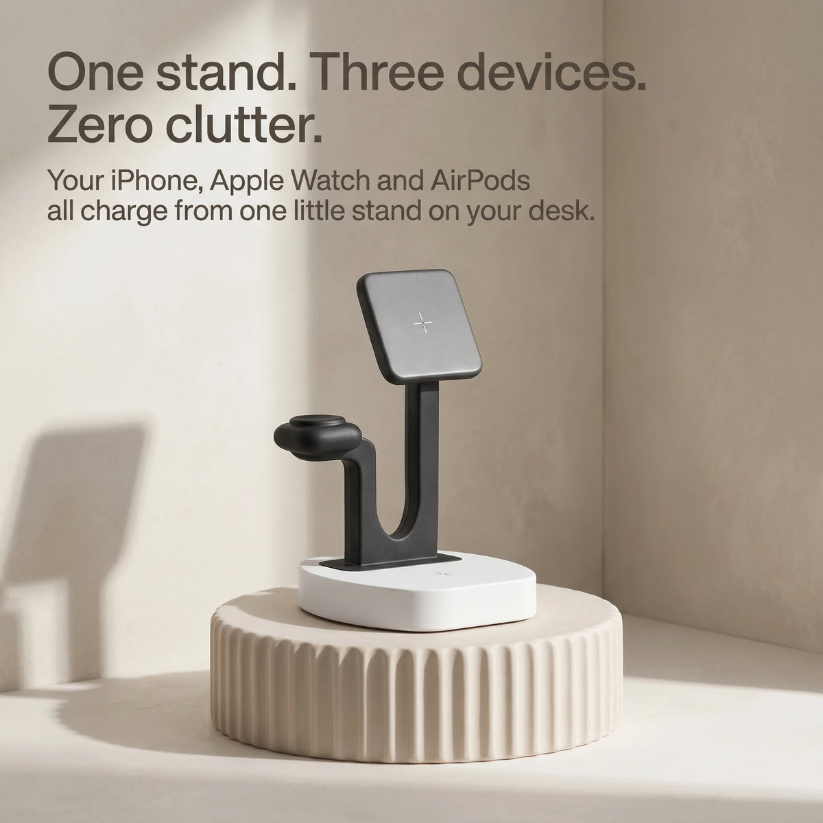 The Square — Wood-Look Wireless Charger Stand 30W