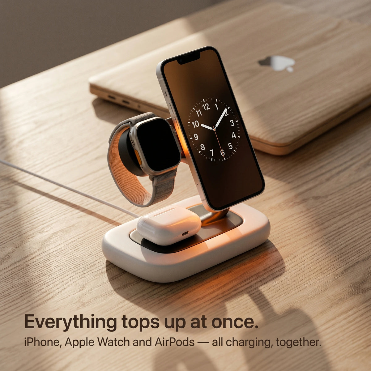 Arcade Wood-Look Wireless Charger Stand