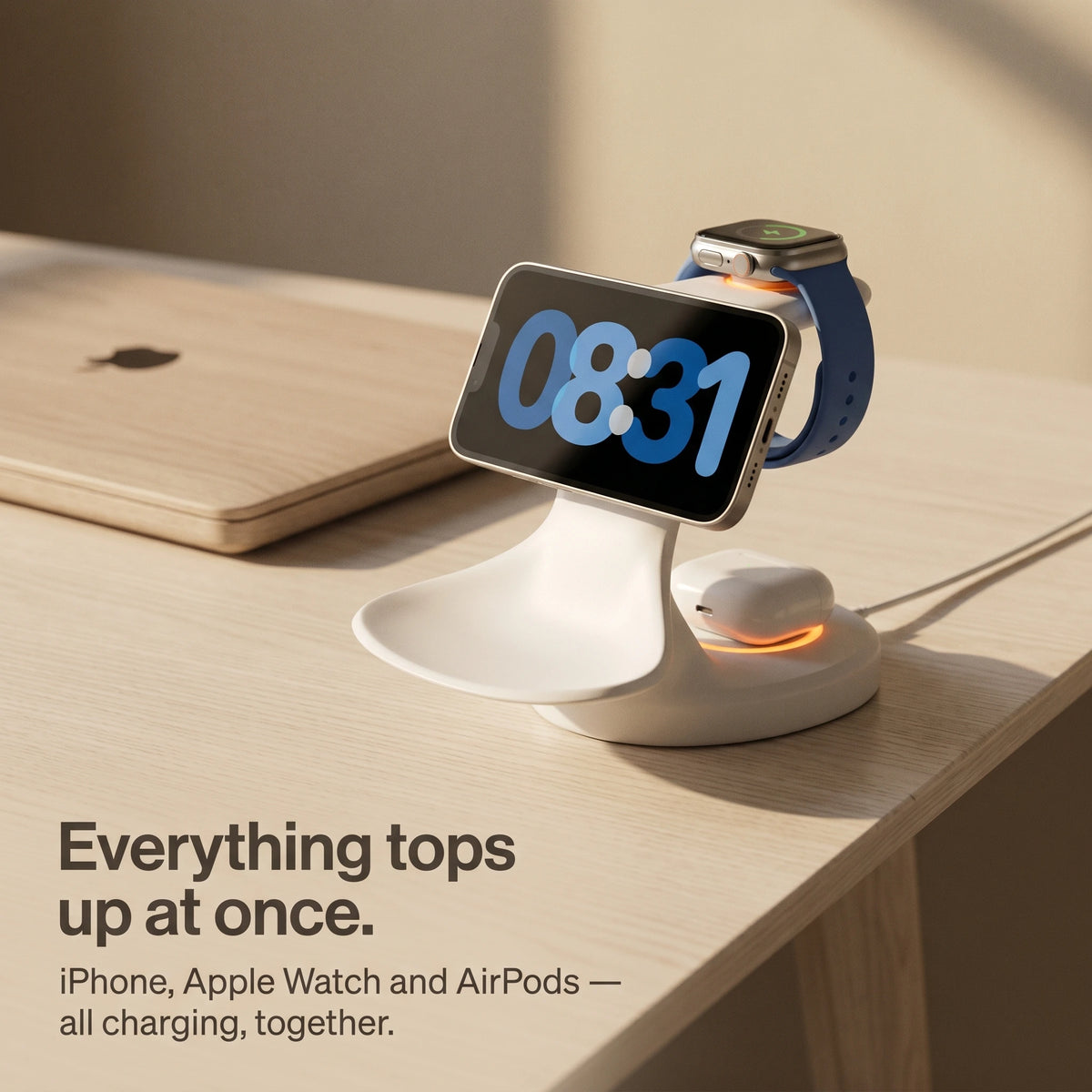 Pelican Wood-Look Wireless Charger Stand