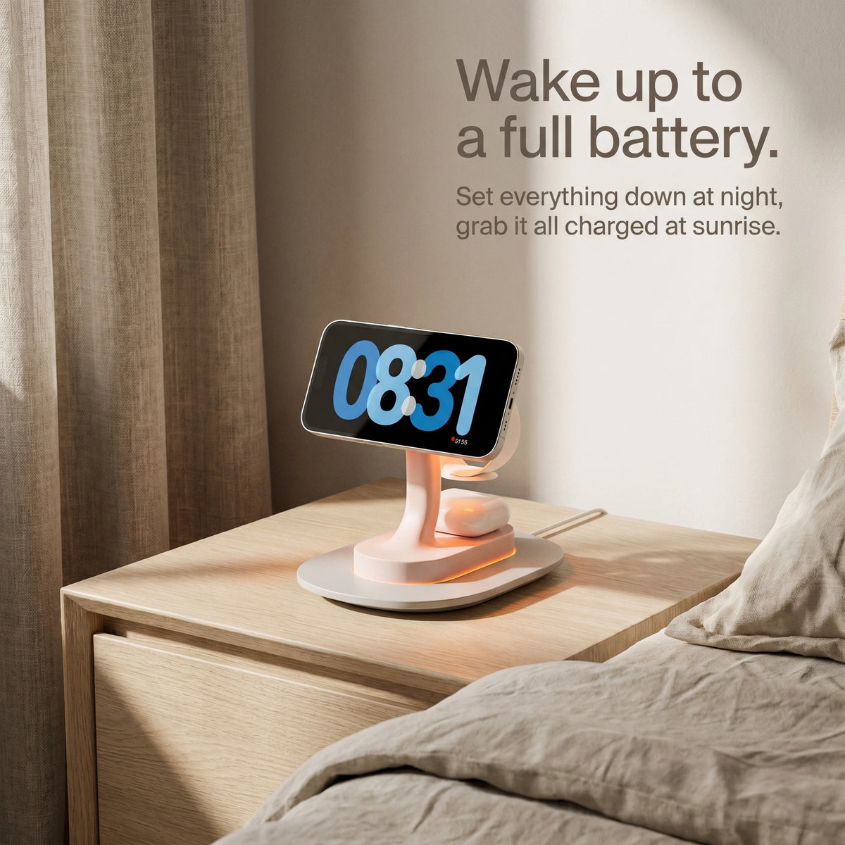 Pinky — Wood-Look Wireless Charger Stand