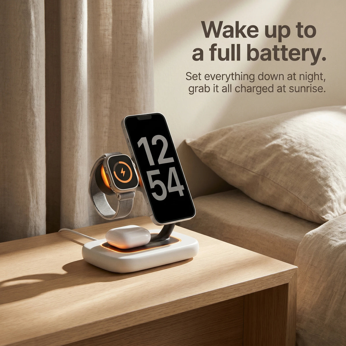 Arcade Wood-Look Wireless Charger Stand