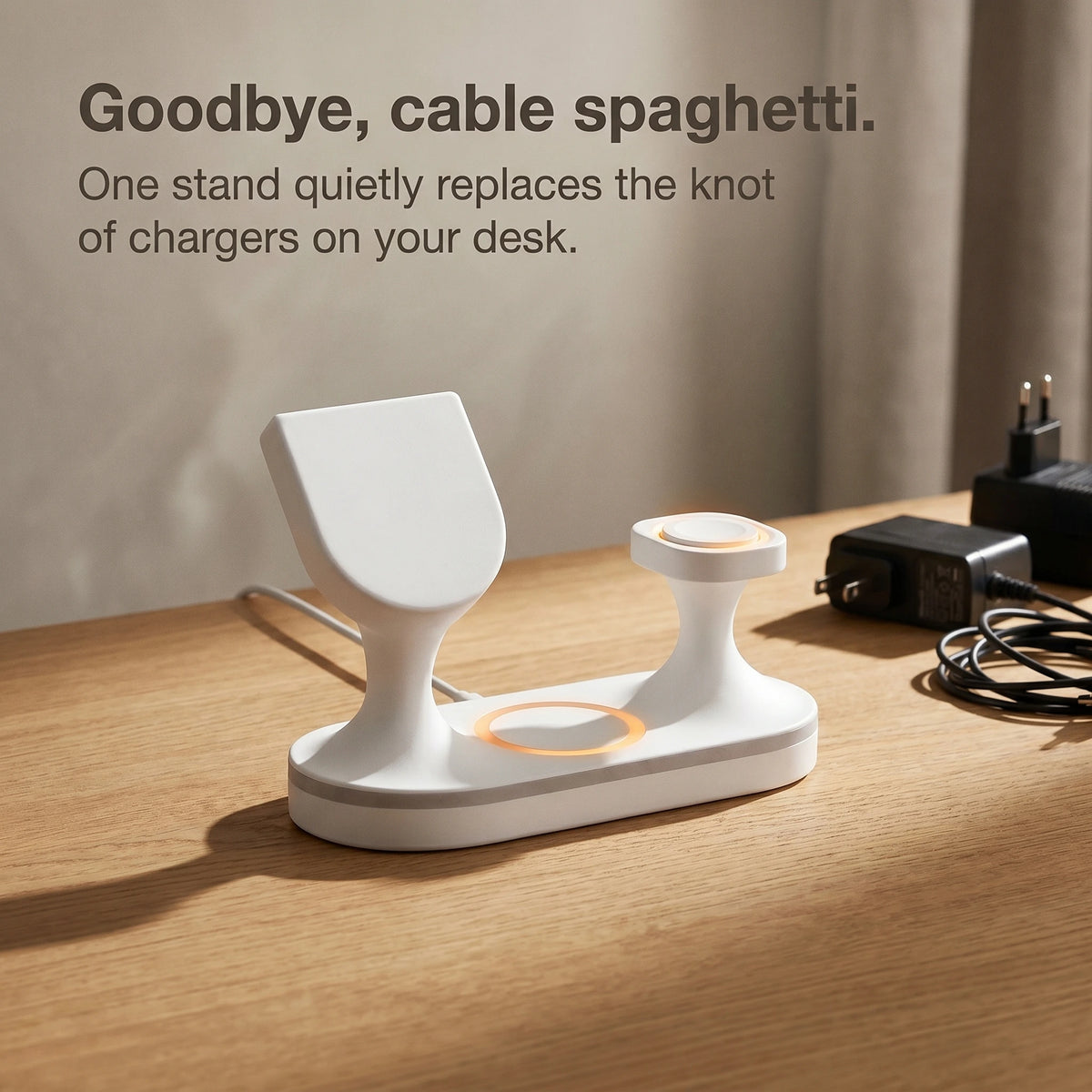 Echo Wood-Look Wireless Charger Tripod Stand