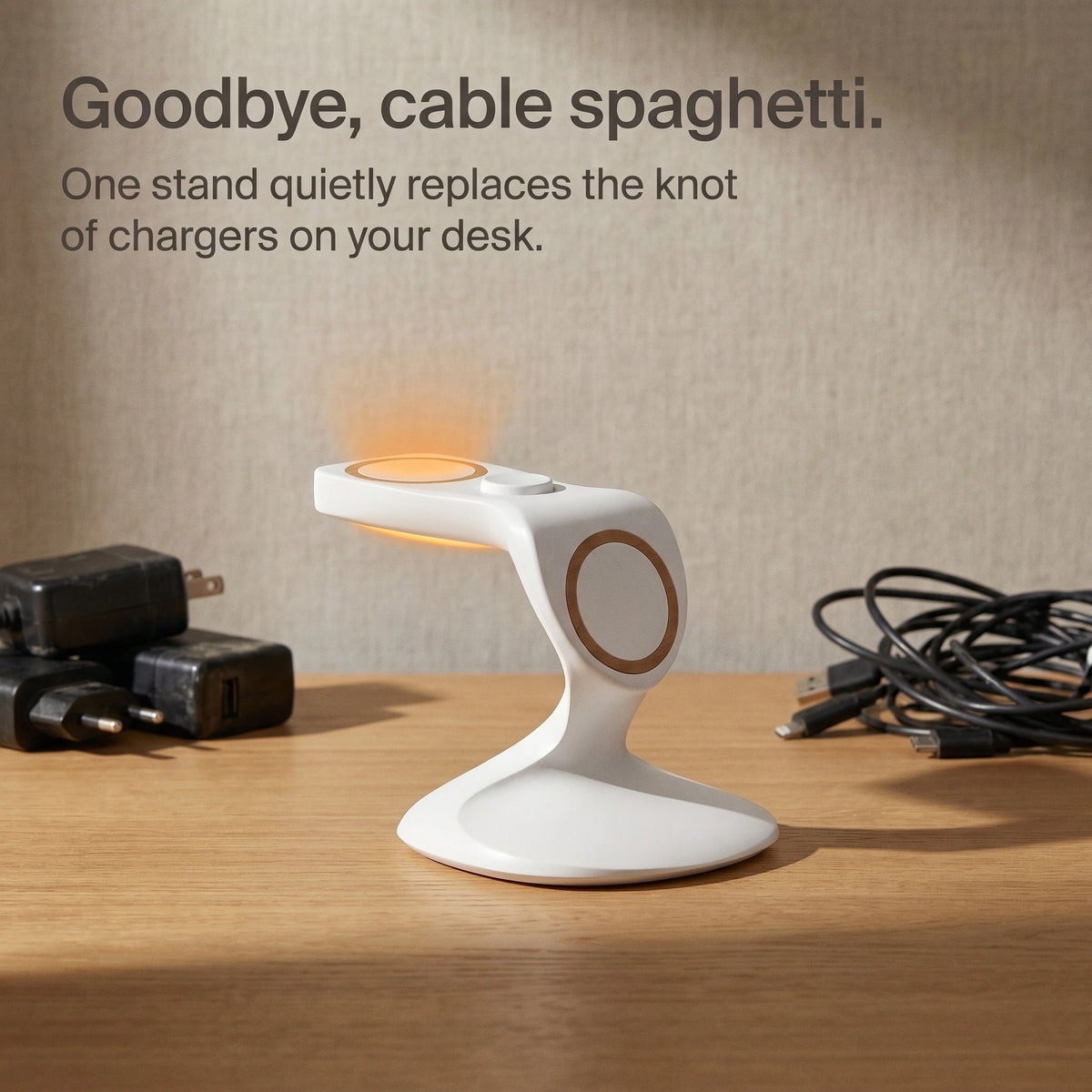 Spade Wood-Look Wireless Charger Stand