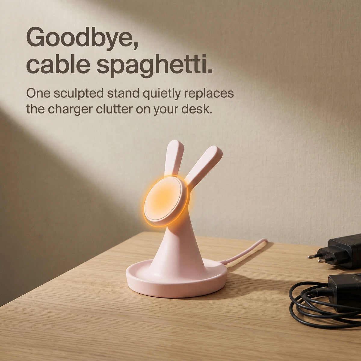 Rabbit Wood-Look Wireless Charger Stand
