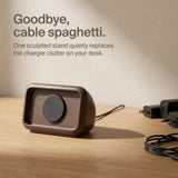 Retro Clock MagSafe Stand — Wood-Look Phone Dock