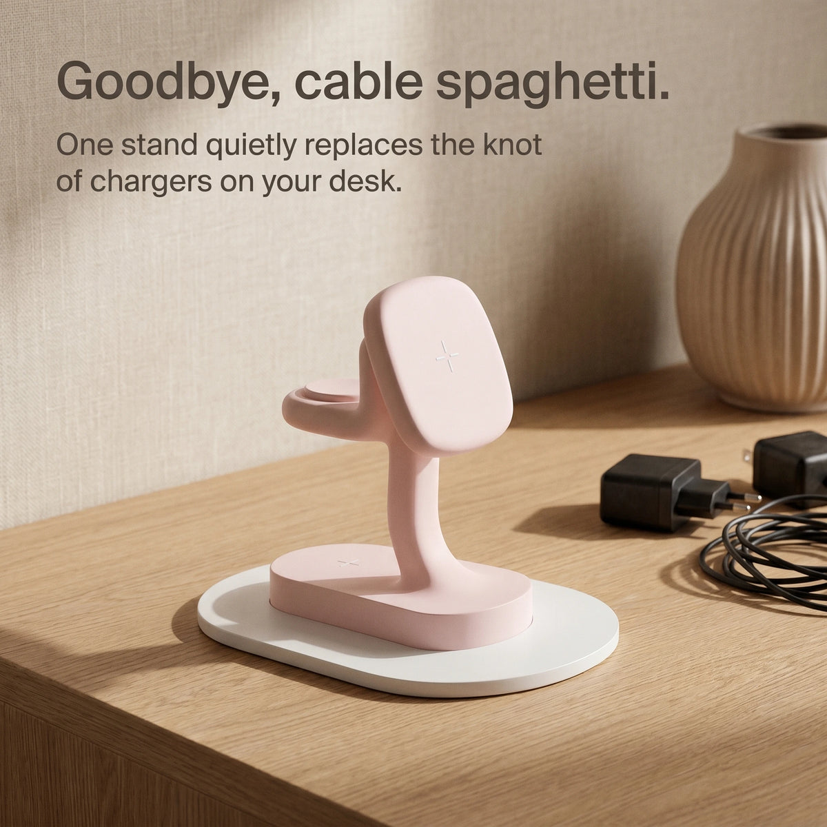 Pinky — Wood-Look Wireless Charger Stand