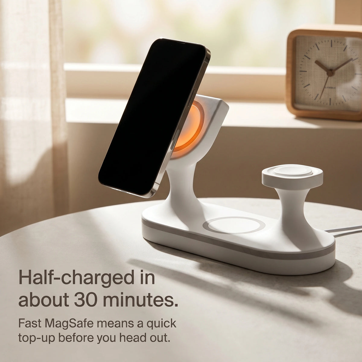 Echo Wood-Look Wireless Charger Tripod Stand