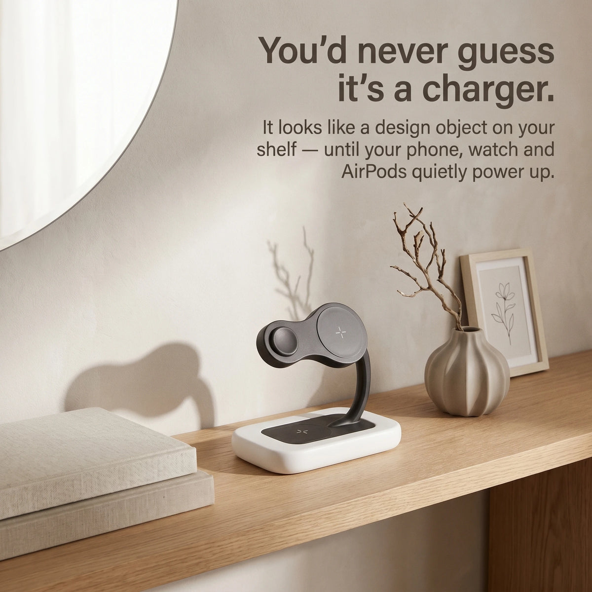 Arcade Wood-Look Wireless Charger Stand