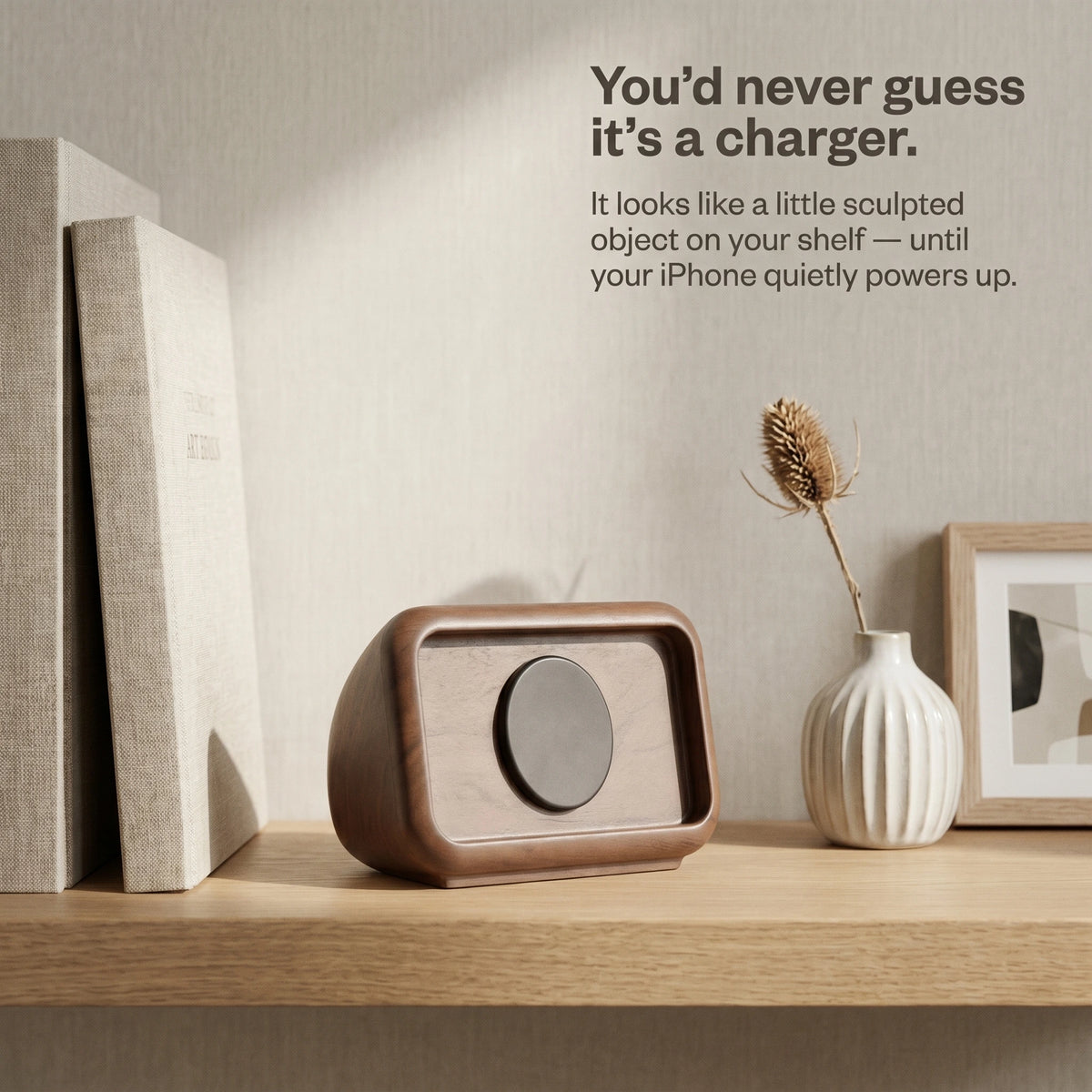 Retro Clock MagSafe Stand — Wood-Look Phone Dock