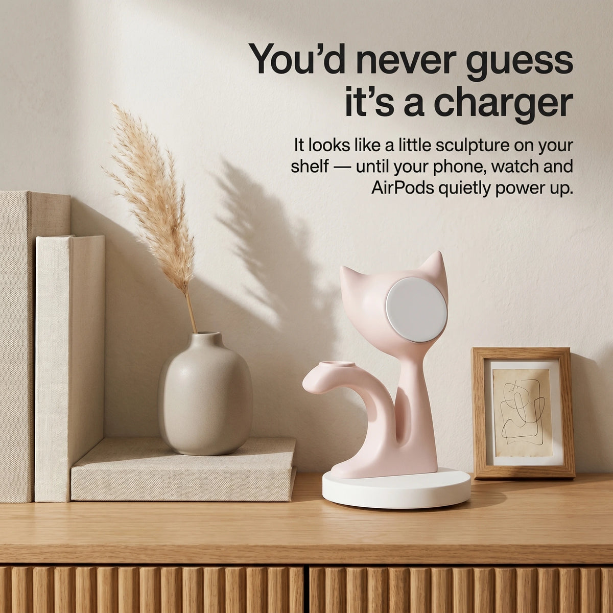 Kitten Wood-Look Wireless Charger Stand