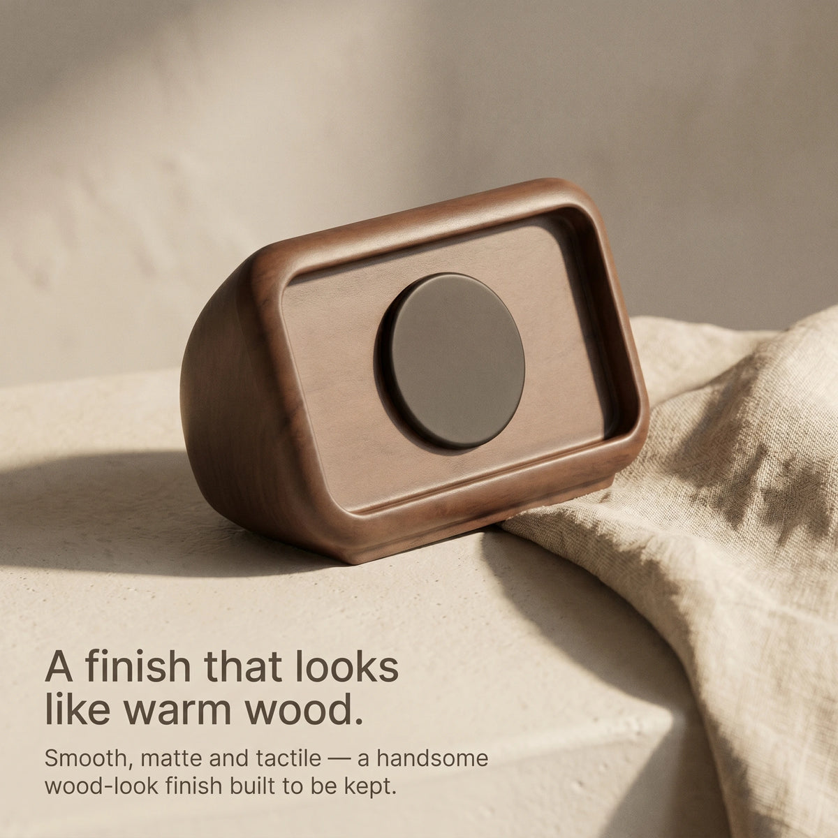 Retro Clock MagSafe Stand — Wood-Look Phone Dock