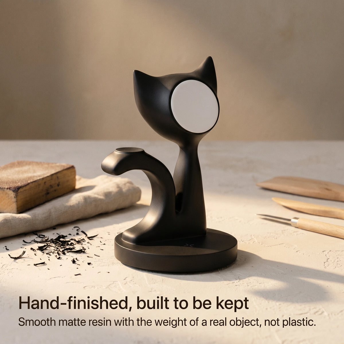Kitten Wood-Look Wireless Charger Stand