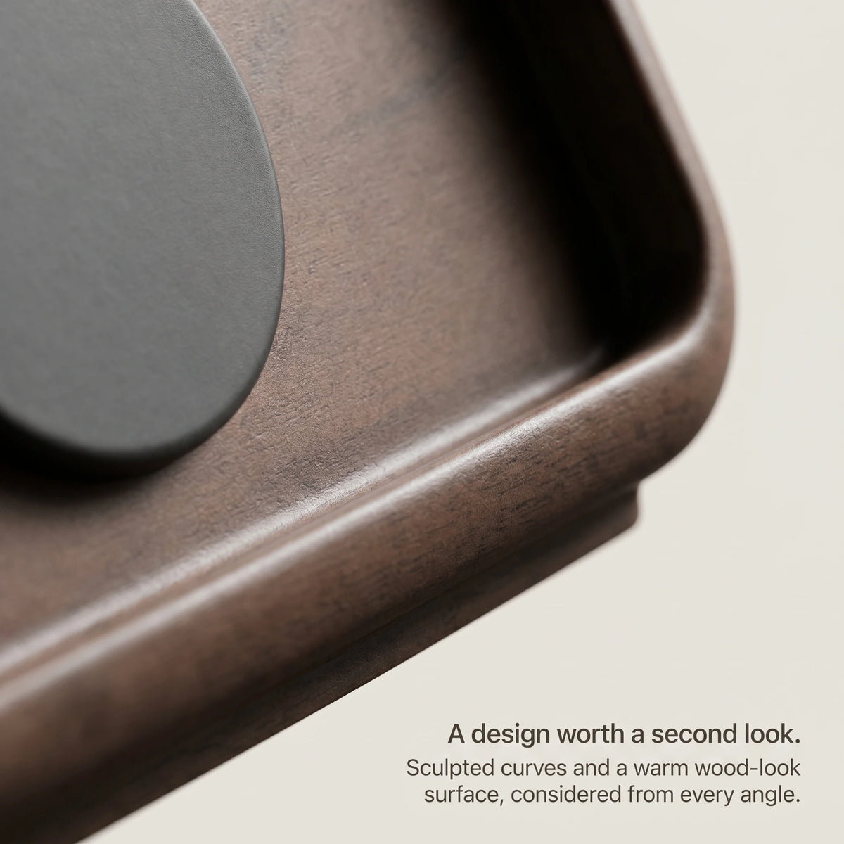 Retro Clock MagSafe Stand — Wood-Look Phone Dock
