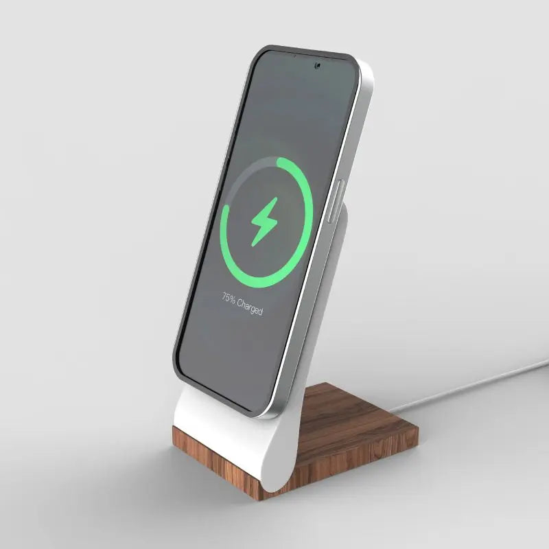 SleekPeak MagSafe iPhone Stand — Wood-Look Desk Charger