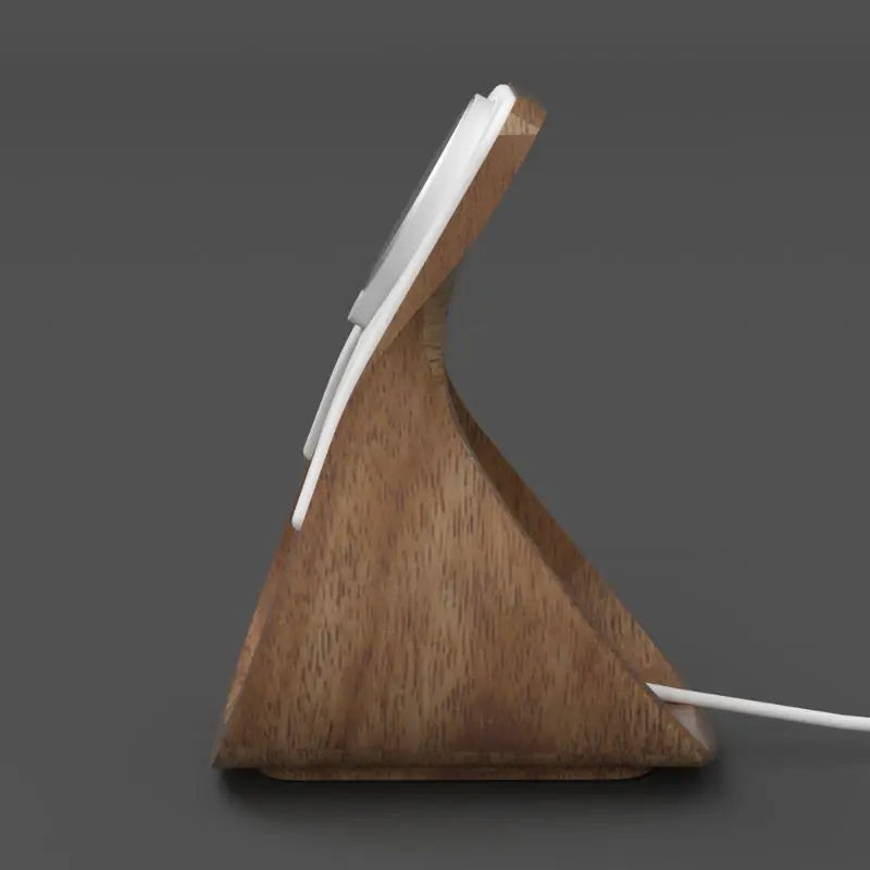 HaloDock MagSafe Stand — Wood-Look iPhone Dock