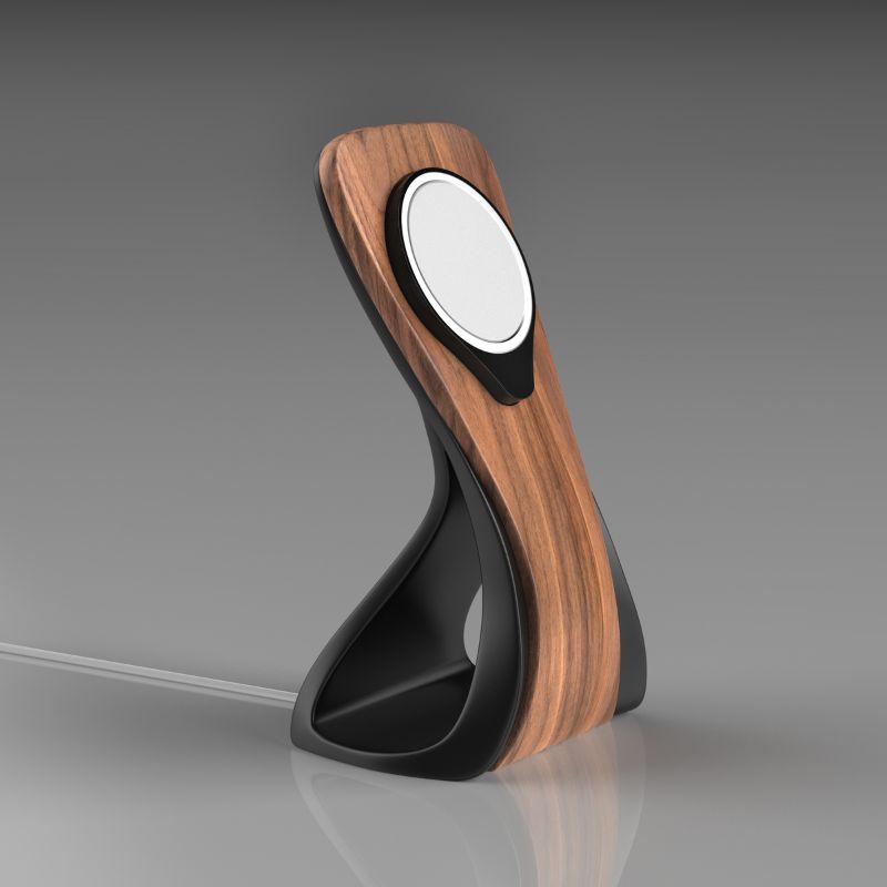 WaveCraft MagSafe iPhone Stand — Wood-Look Desk Charger
