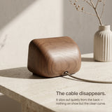 Retro Clock MagSafe Stand — Wood-Look Phone Dock