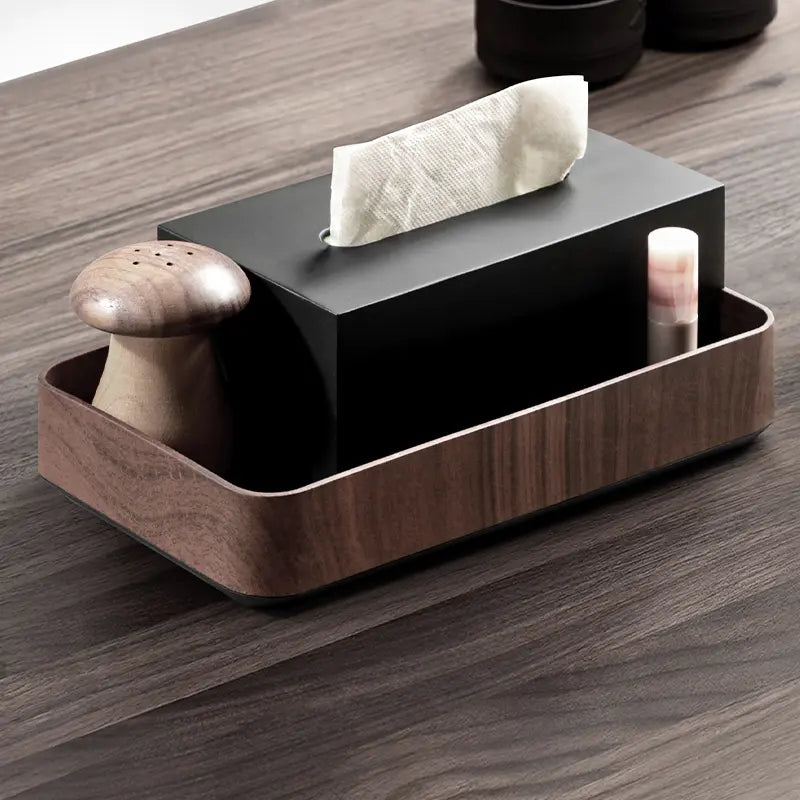 Double Rectangle Wooden Tissue Box Cover with Storage