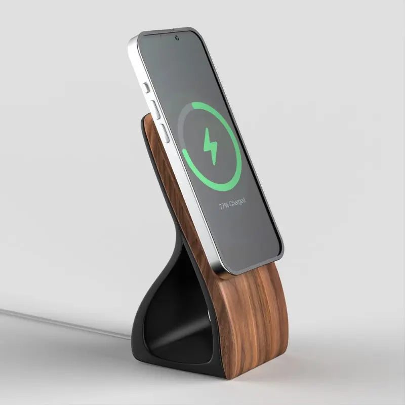 Woodface MagSafe Stand — Wood-Look Desk Charger