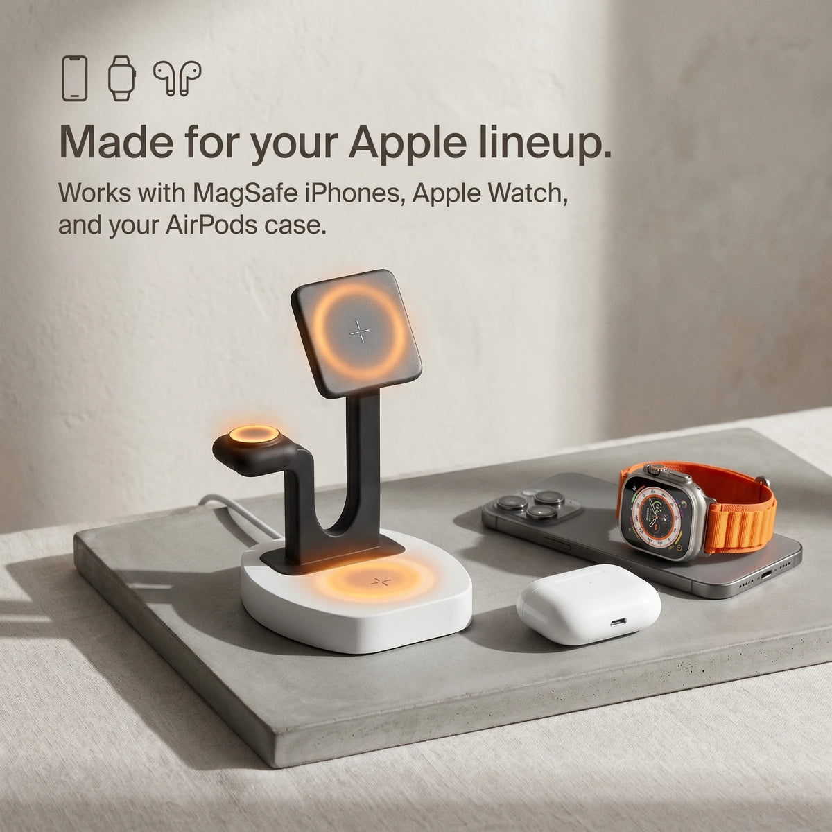 The Square — Wood-Look Wireless Charger Stand 30W
