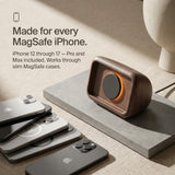 Retro Clock MagSafe Stand — Wood-Look Phone Dock