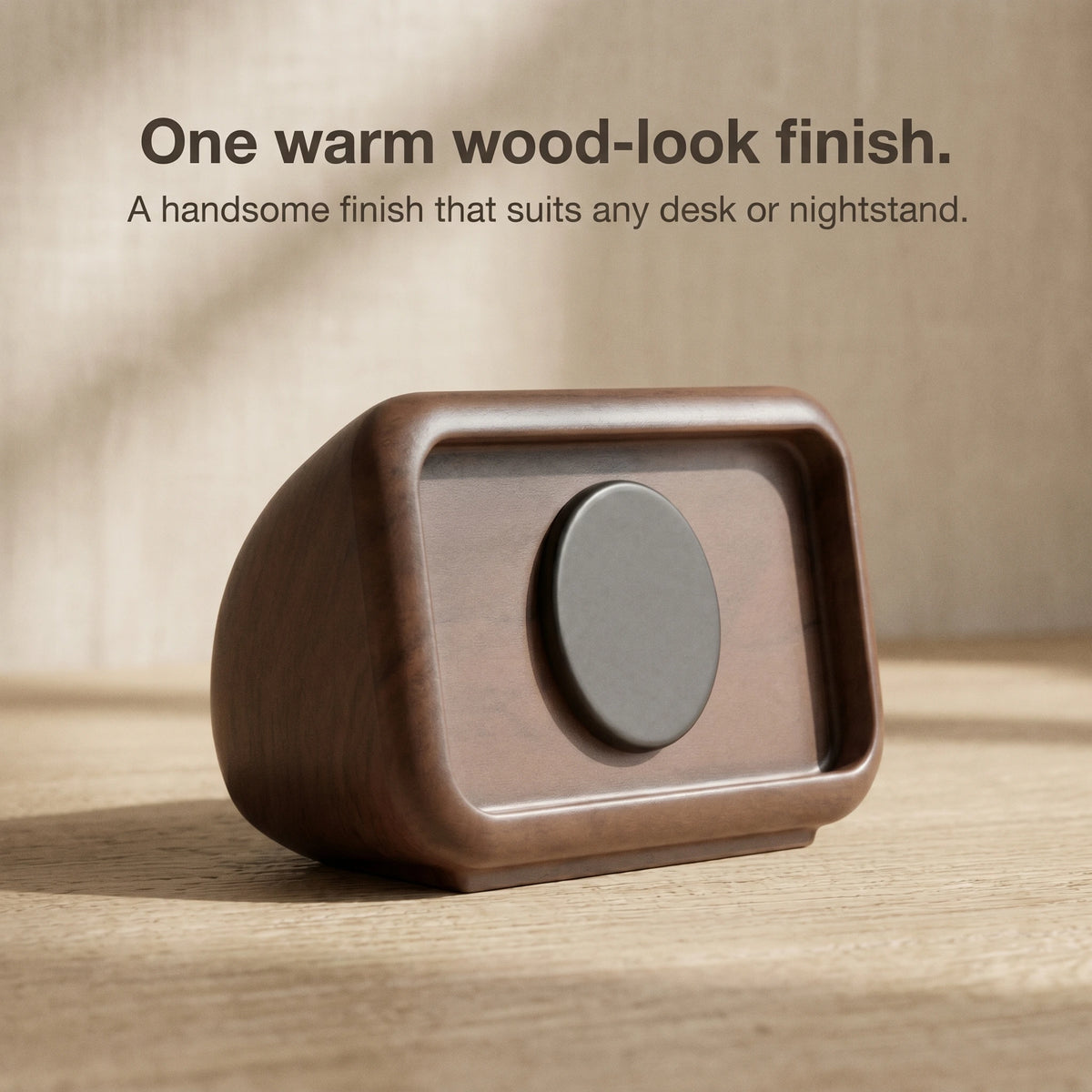 Retro Clock MagSafe Stand — Wood-Look Phone Dock