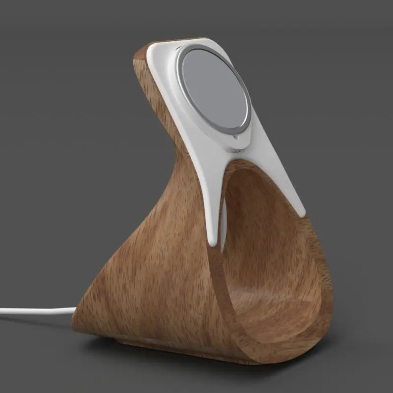 HaloDock MagSafe Stand — Wood-Look iPhone Dock