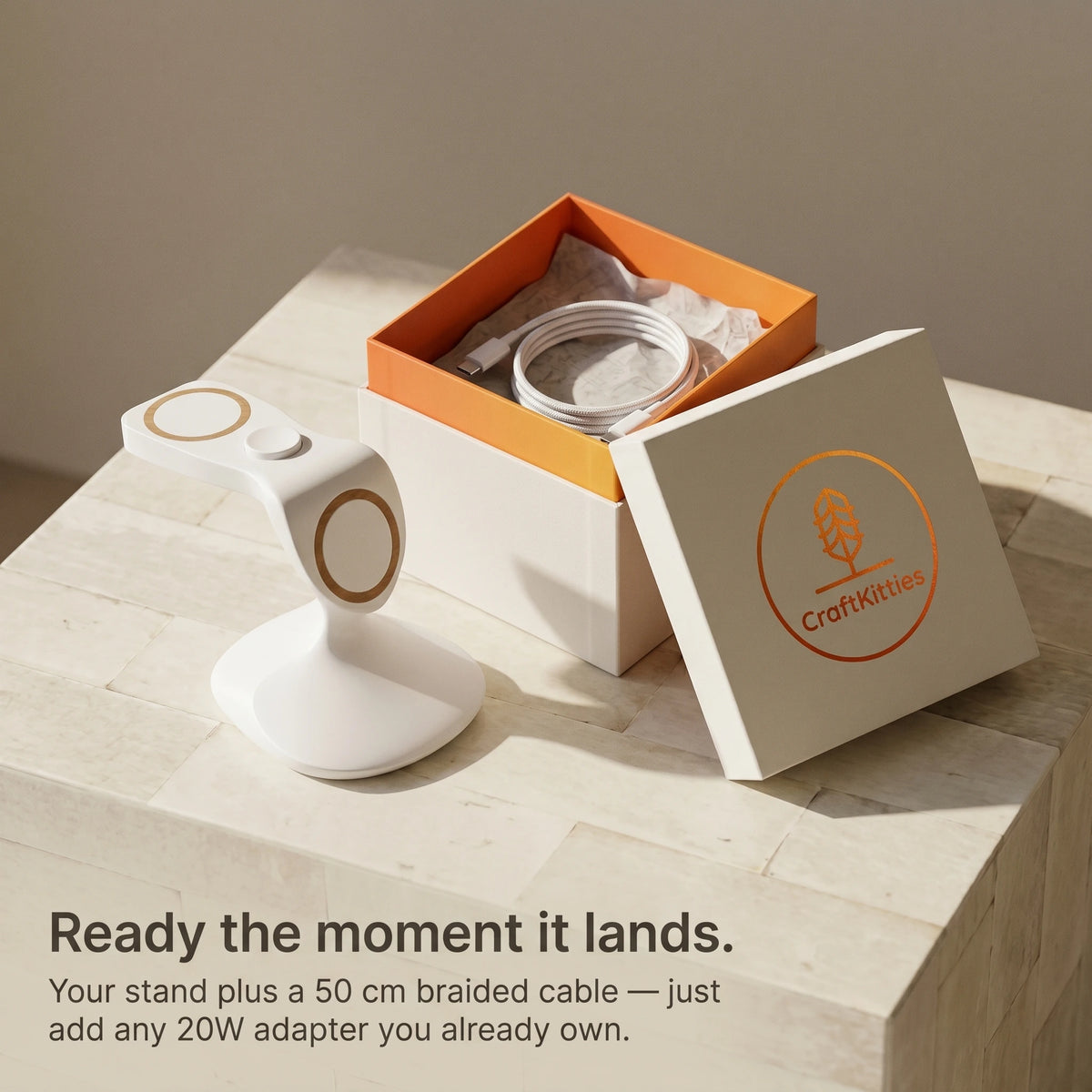 Spade Wood-Look Wireless Charger Stand