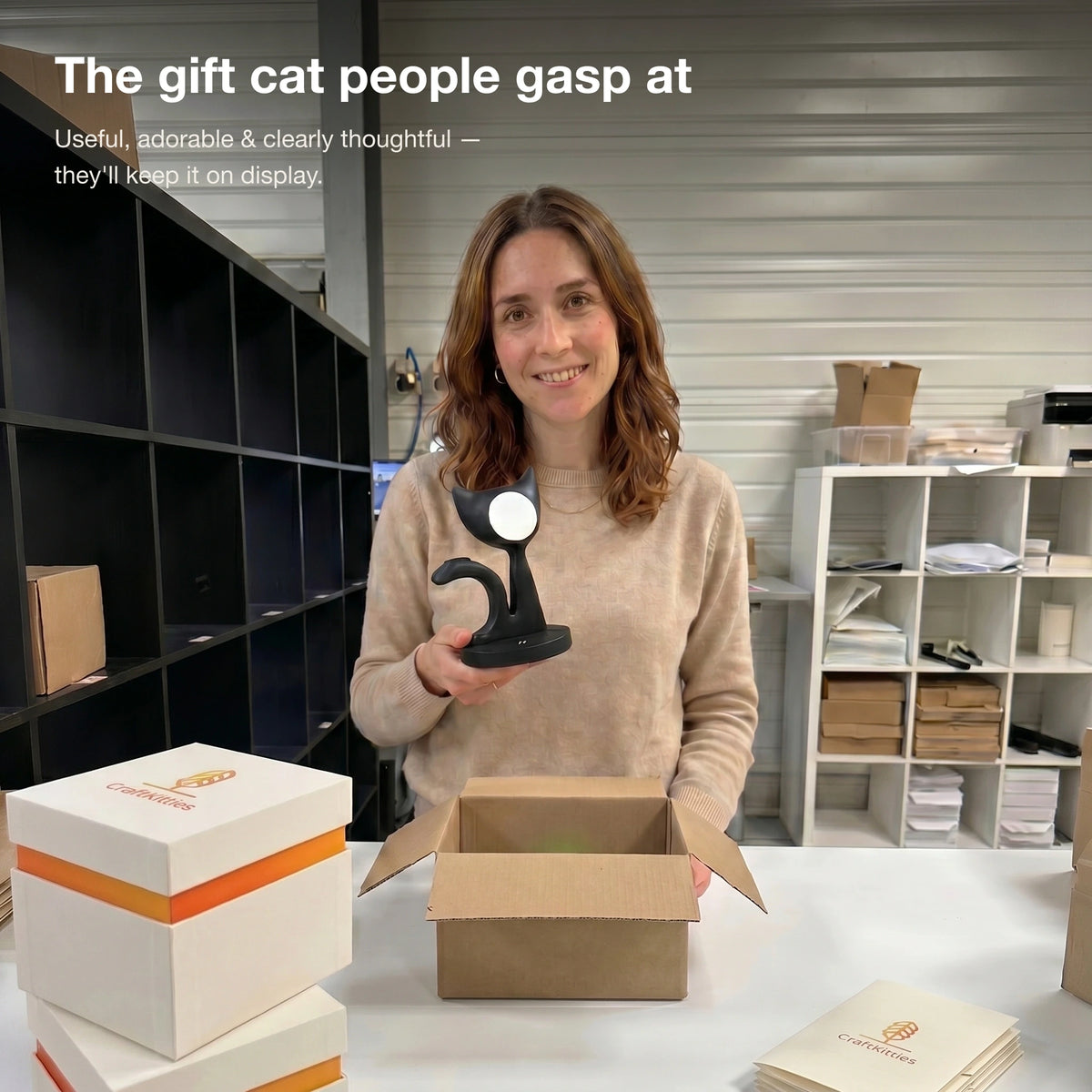 Kitten Wood-Look Wireless Charger Stand