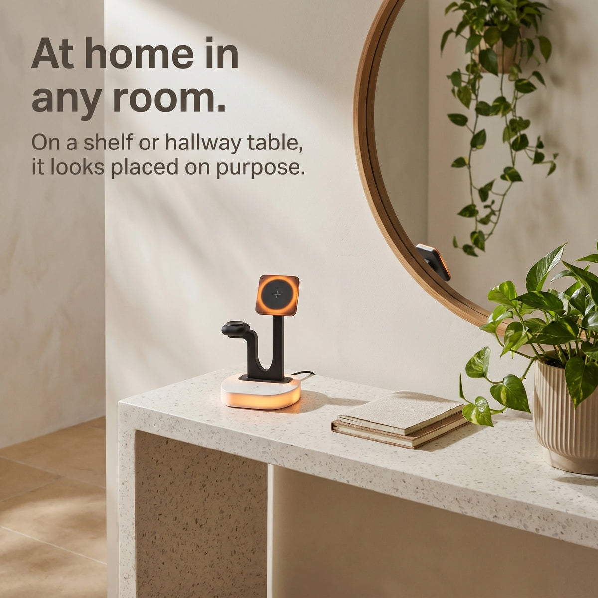 The Square — Wood-Look Wireless Charger Stand 30W