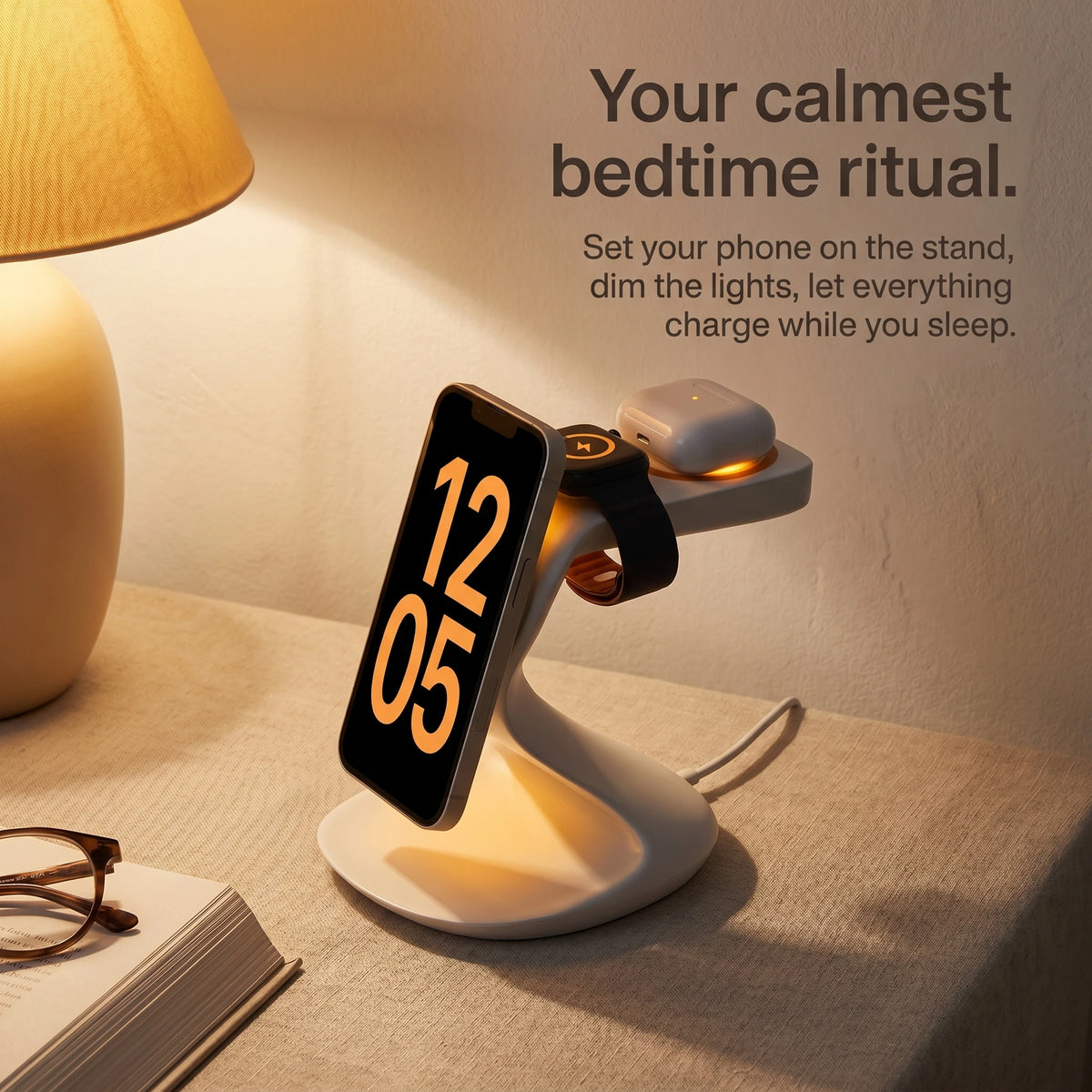 Spade Wood-Look Wireless Charger Stand