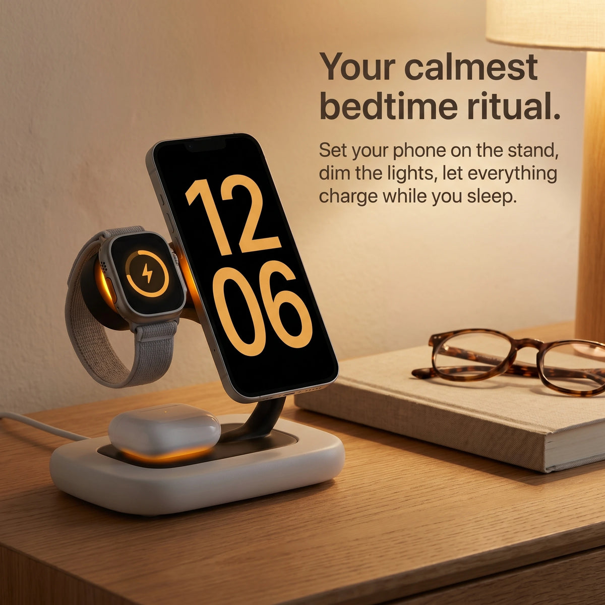 Arcade Wood-Look Wireless Charger Stand