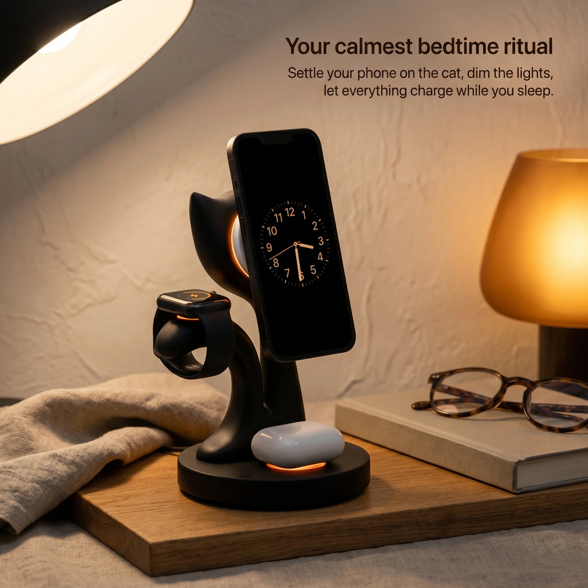 Kitten Wood-Look Wireless Charger Stand