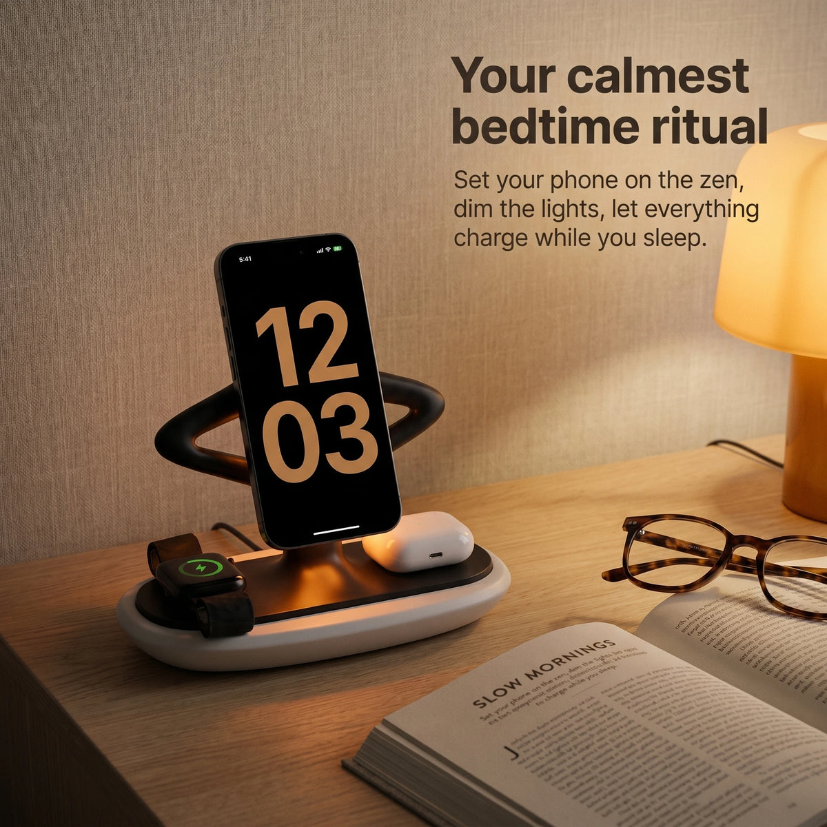 Zen Wood-Look Wireless Charger Stand