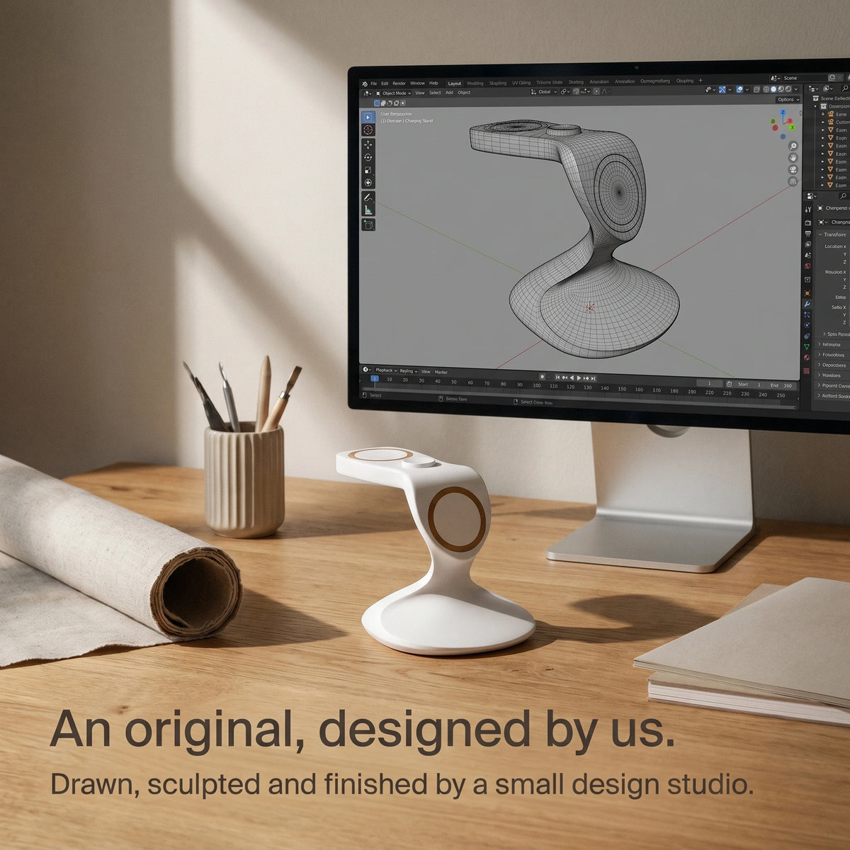 Spade Wood-Look Wireless Charger Stand