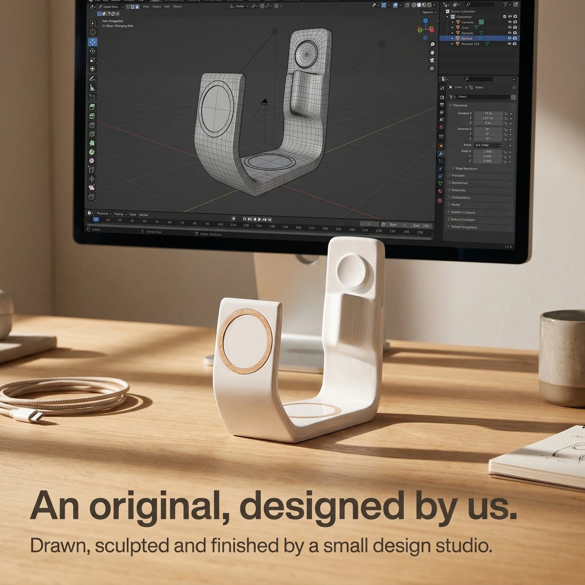 Line Wood-Look Wireless Charger Stand