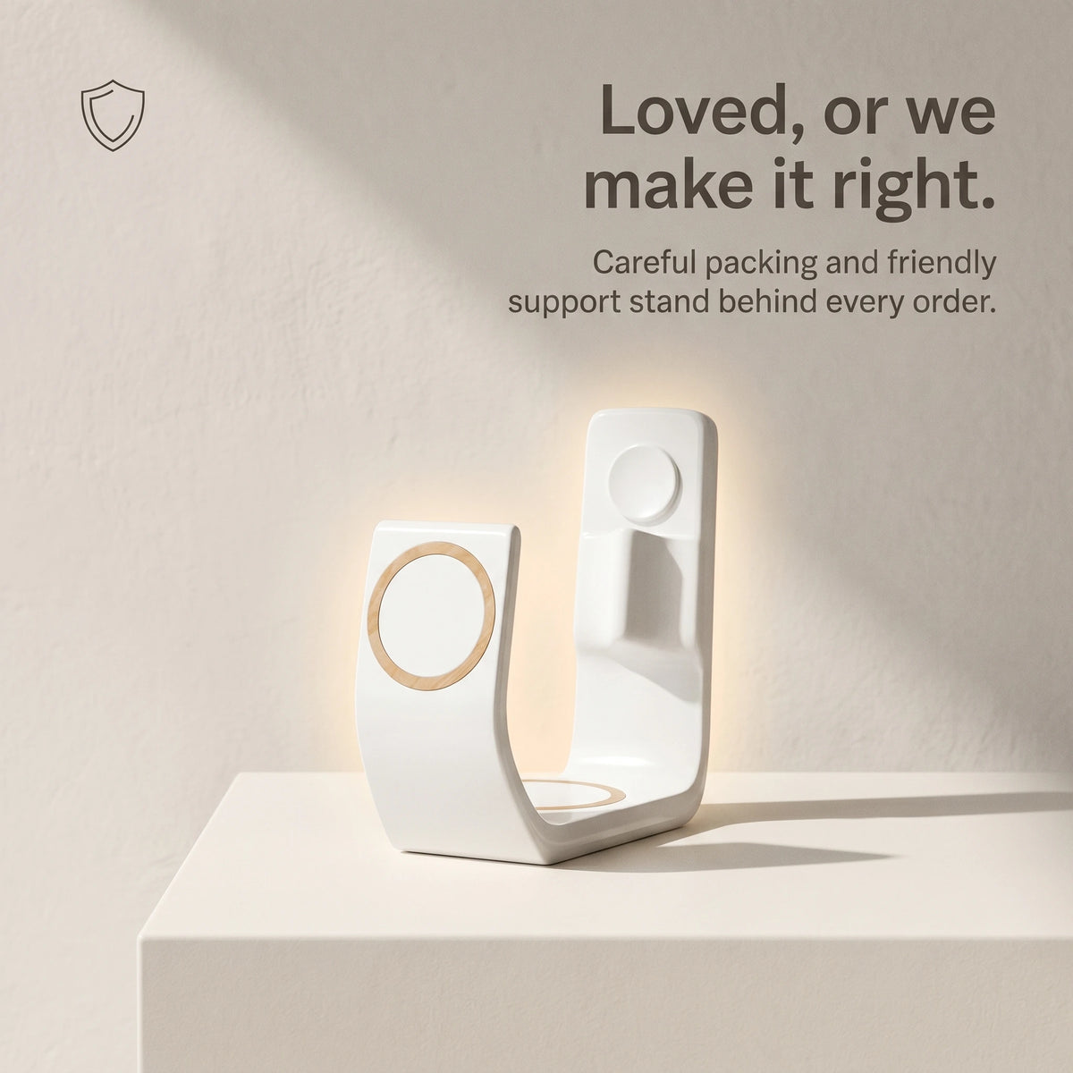 Line Wood-Look Wireless Charger Stand