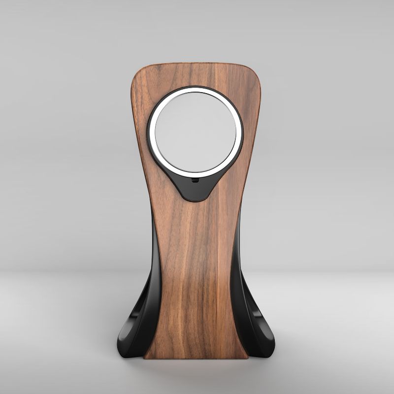 WaveCraft MagSafe iPhone Stand — Wood-Look Desk Charger