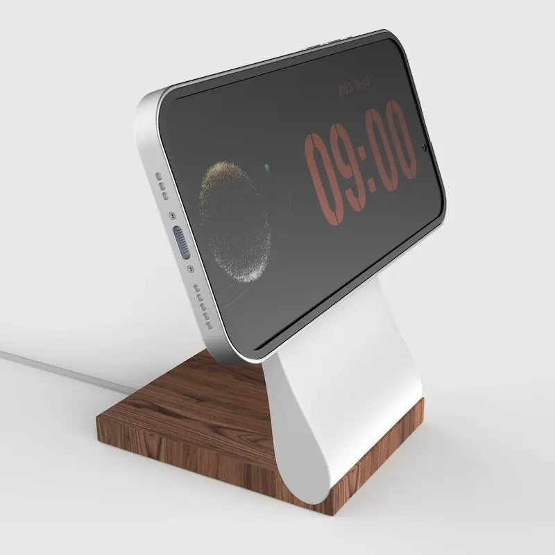 SleekPeak MagSafe iPhone Stand — Wood-Look Desk Charger