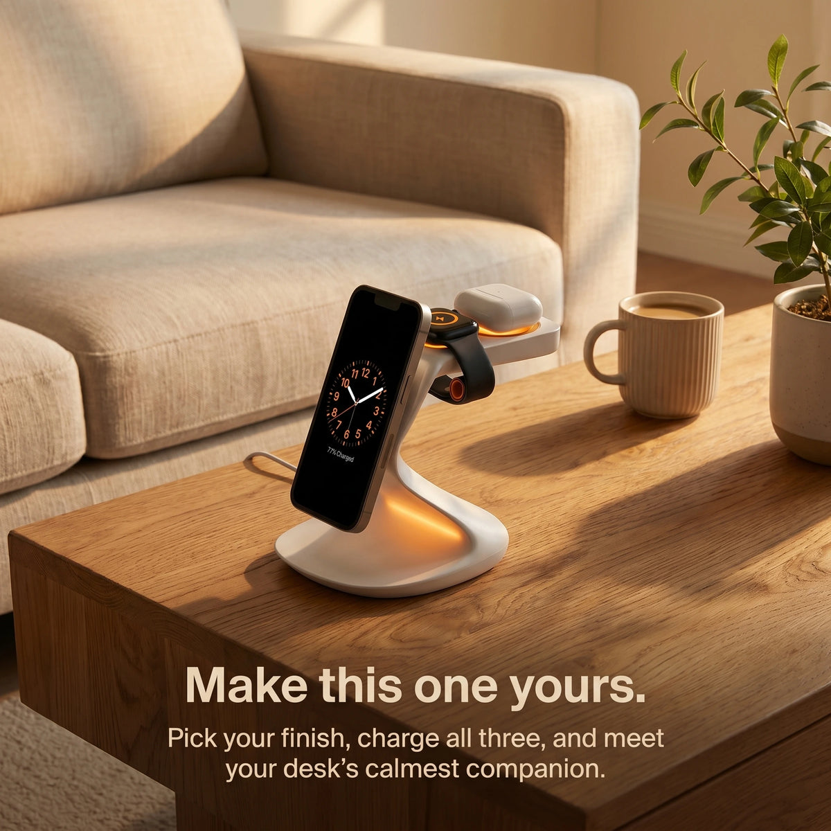 Spade Wood-Look Wireless Charger Stand