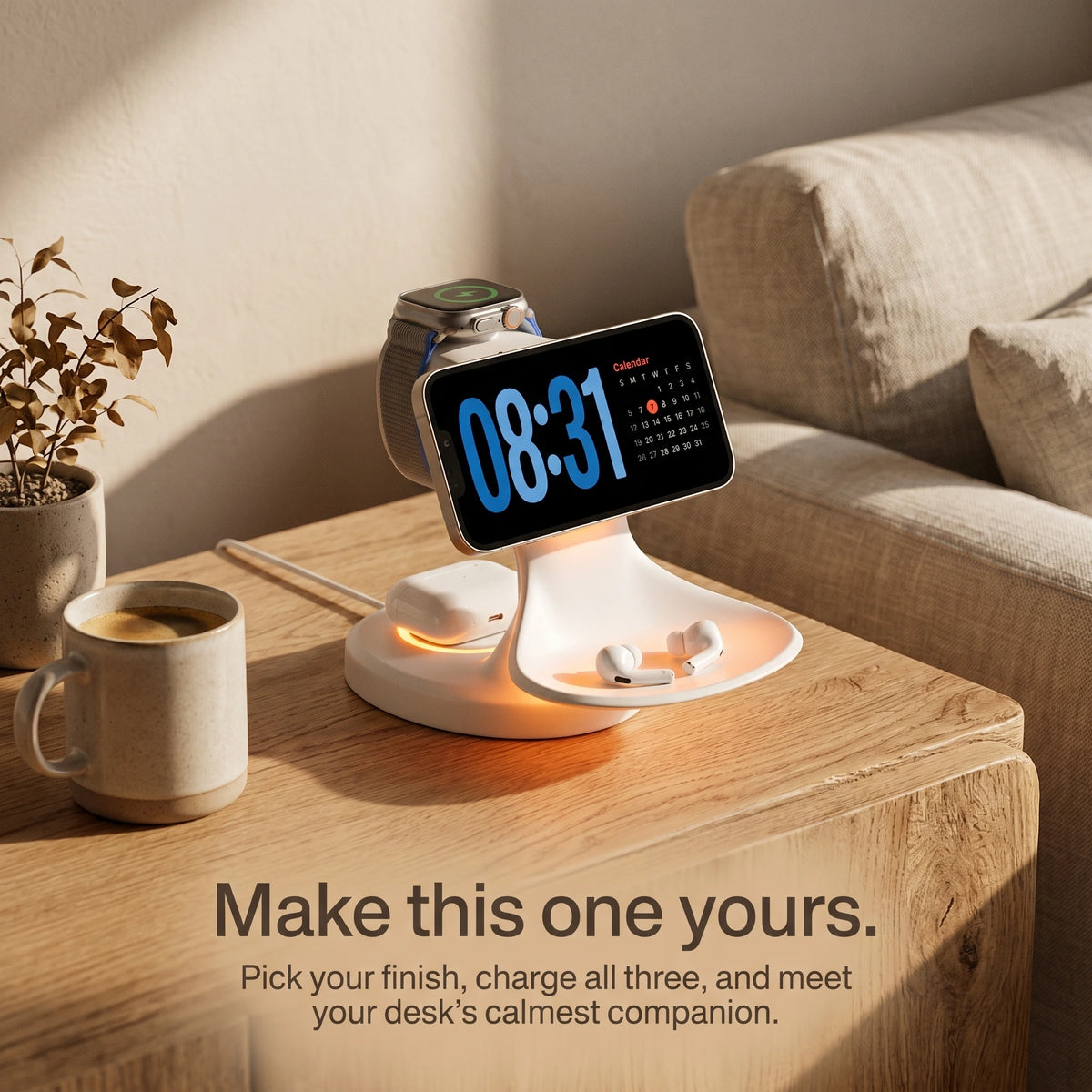 Pelican Wood-Look Wireless Charger Stand