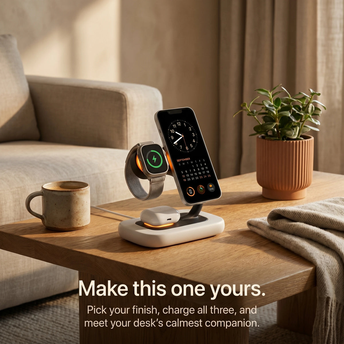 Arcade Wood-Look Wireless Charger Stand