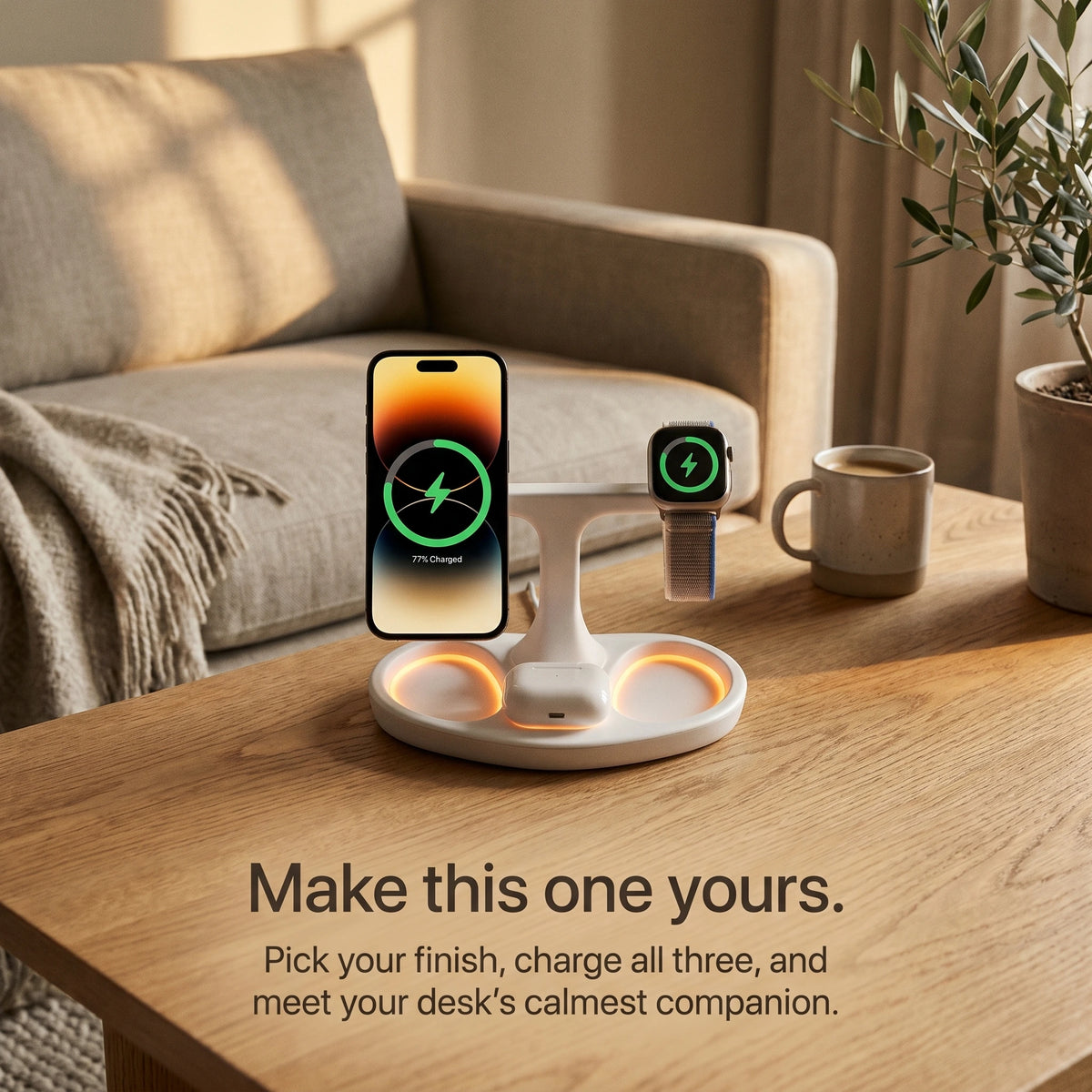 Perch Wood-Look Wireless Charger Stand