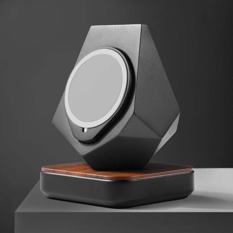 GeoStone MagSafe iPhone Stand — Wood-Look Desk Charger