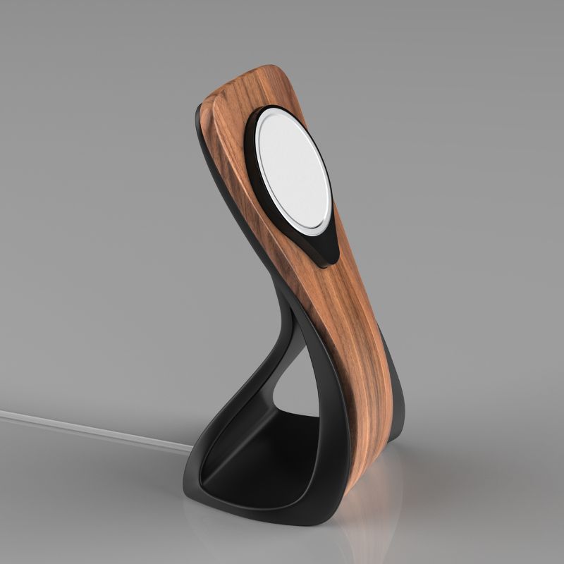 WaveCraft MagSafe iPhone Stand — Wood-Look Desk Charger