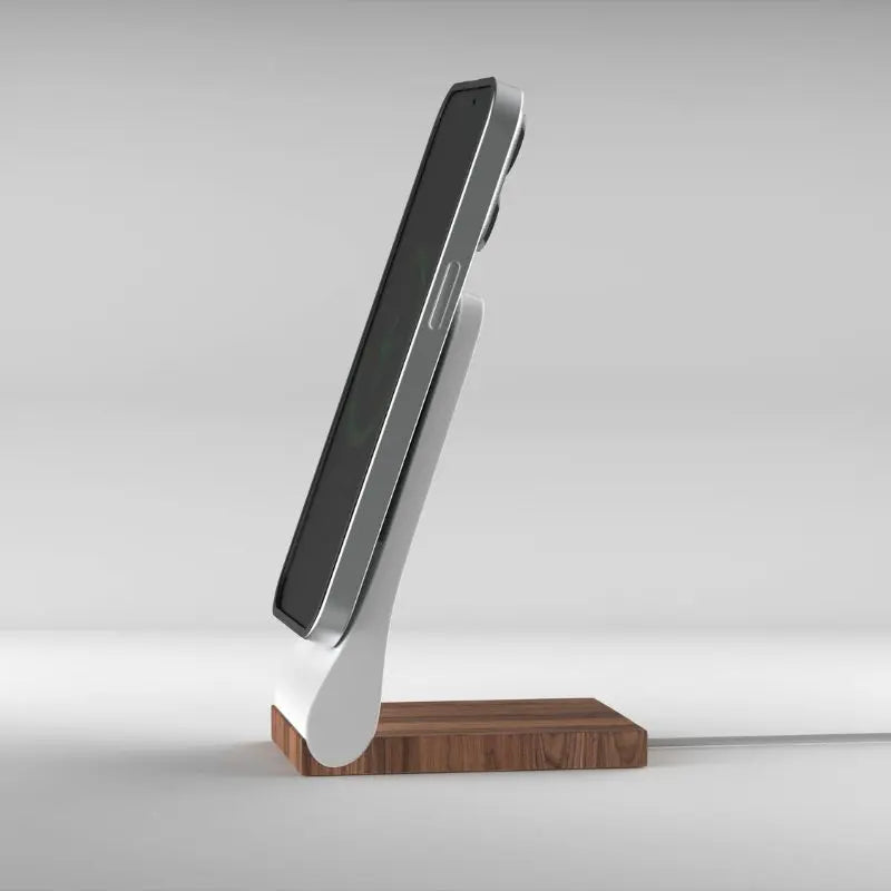 SleekPeak MagSafe iPhone Stand — Wood-Look Desk Charger