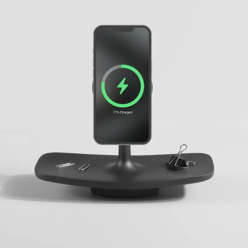 Black Tray Wood-Look Wireless Charging Pad