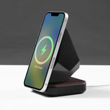GeoStone MagSafe iPhone Stand — Wood-Look Desk Charger