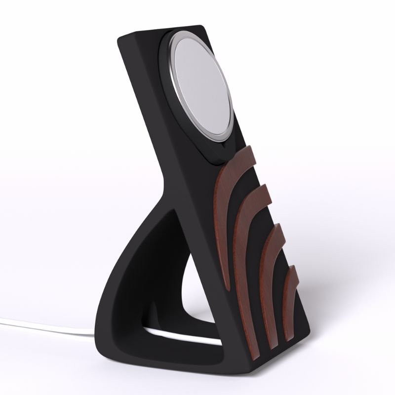 ArcFusion MagSafe iPhone Stand — Wood-Look Desk Charger